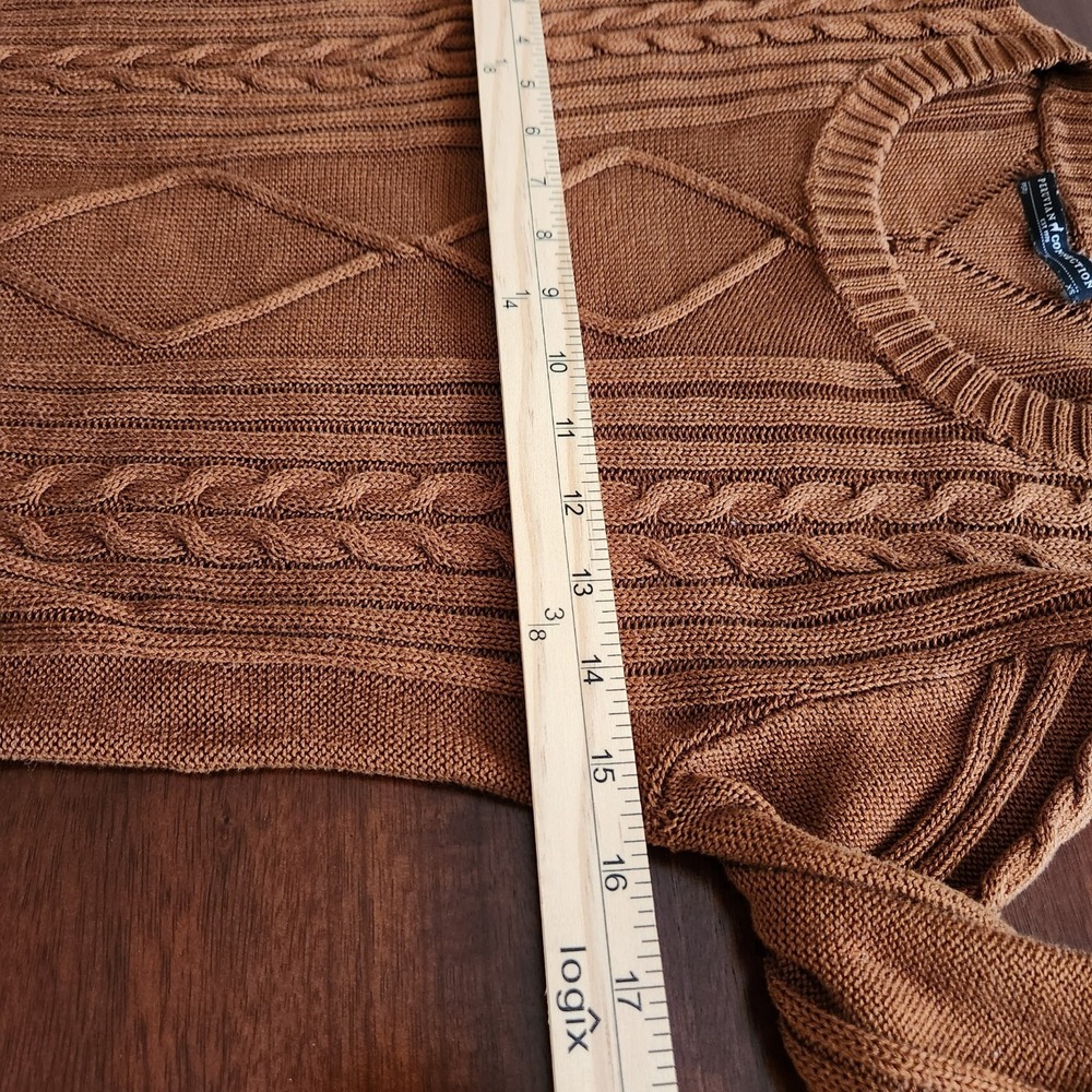 Peruvian Connection Sweater XS Amber Sienna Cable Knit Pima Cotton Pullover - Picture 11 of 13